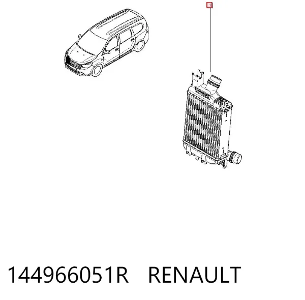 Chłodnica intercoolera 144966051R Renault (RVI)