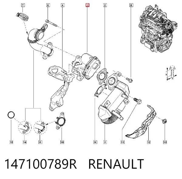 Zawór recyrkulacji spalin EGR 147100789R Renault (RVI)