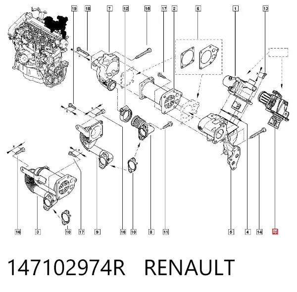 Zawór recyrkulacji spalin EGR 147102974R Renault (RVI)