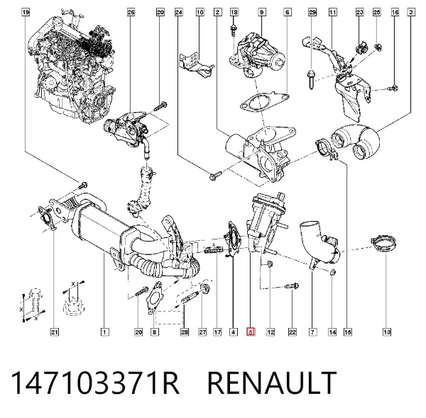 Zawór obejściowy (by-pass) ERG recyrkulacji spalin 147103371R Renault (RVI)