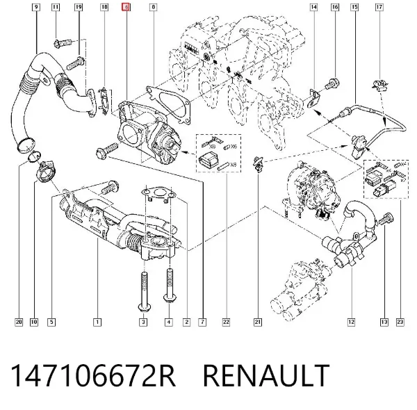 Zawór recyrkulacji spalin EGR 147106672R Renault (RVI)