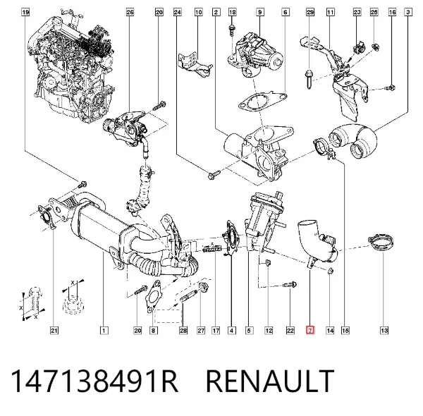 Króciec układu recyrkulacji spalin 147138491R Renault (RVI)