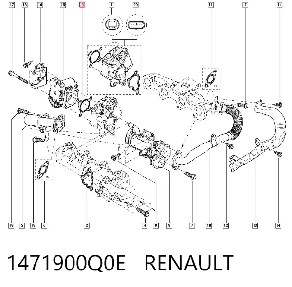 Uszczelka przepustnicy 1471900Q0E Renault (RVI)