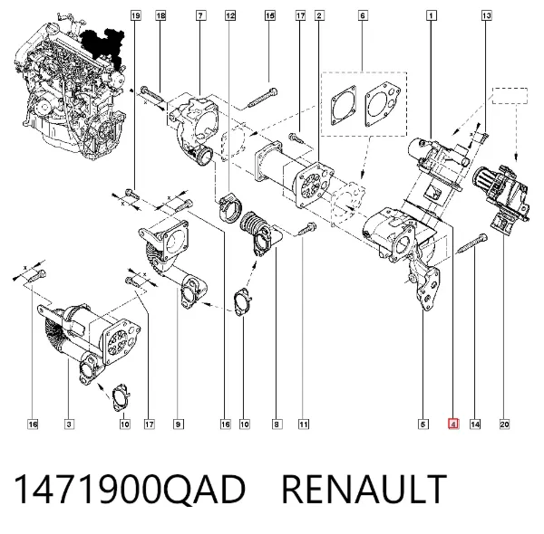 Uszczelka zaworu recyrkulacji EGR 1471900QAD Renault (RVI)