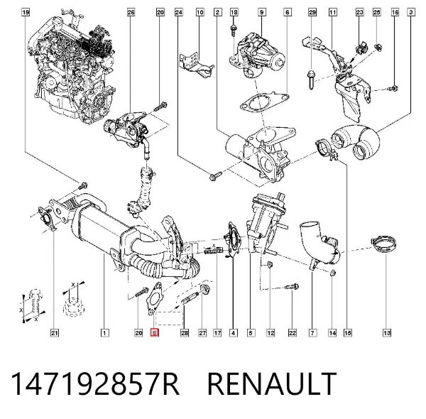 Uszczelka króćca EGR do głowicy cylindrów 147192857R Renault (RVI)