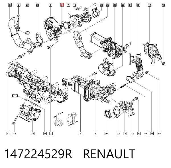 Uszczelka zaworu recyrkulacji EGR 147224529R Renault (RVI)