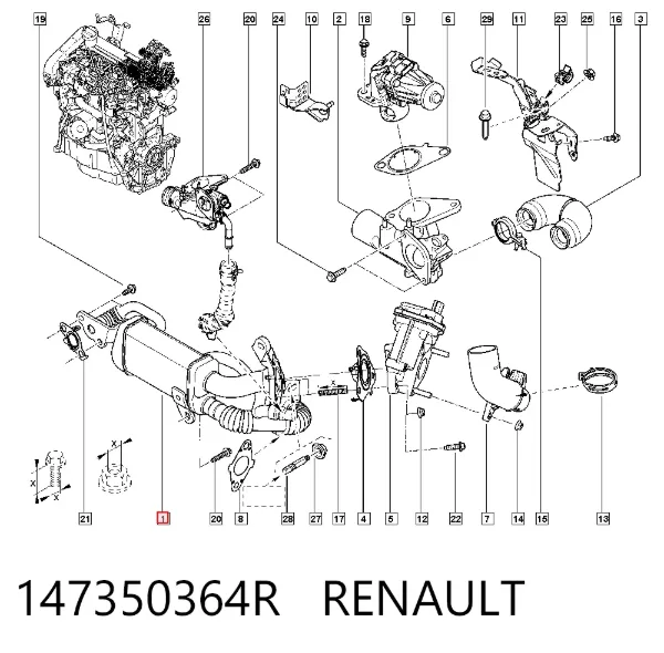 Chłodnica układu recyrkulacji spalin EGR 147350364R Renault (RVI)