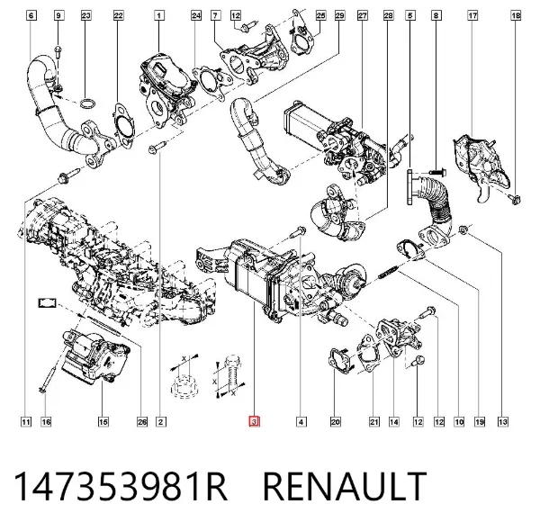 Chłodnica układu recyrkulacji spalin EGR 147353981R Renault (RVI)