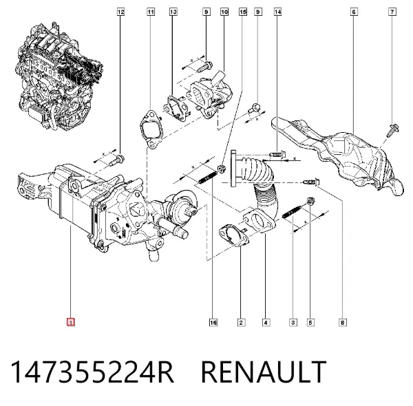 Chłodnica układu recyrkulacji spalin EGR 147355224R Renault (RVI)