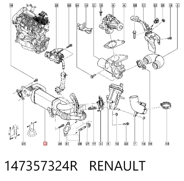 Chłodnica układu recyrkulacji spalin EGR 147357324R Renault (RVI)
