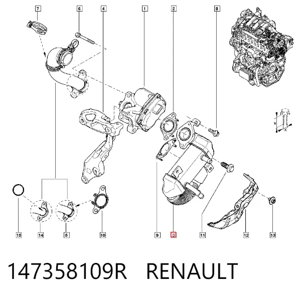 Chłodnica układu recyrkulacji spalin EGR 147358109R Renault (RVI)