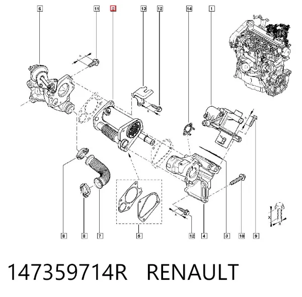 Chłodnica układu recyrkulacji spalin EGR 147359714R Renault (RVI)