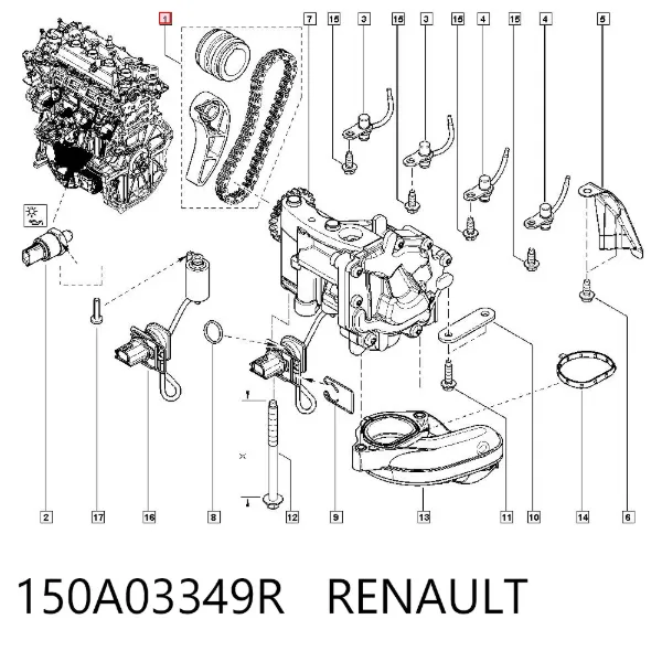 Łańcuch pompy oleju, zestaw 150A03349R Renault (RVI)