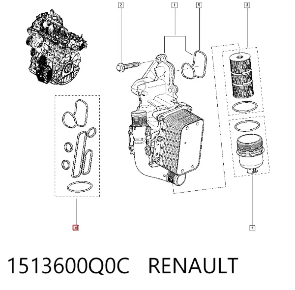 Uszczelka adaptera filtra oleju 1513600Q0C Renault (RVI)