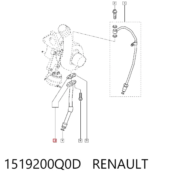 Rurka (przewód) spływu oleju z turbiny 1519200Q0D Renault (RVI)
