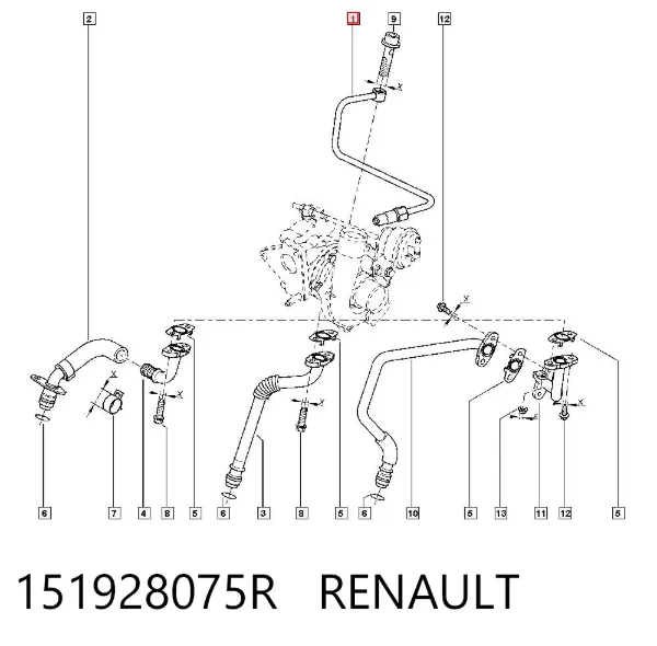 Rurka (przewód) dopływu oleju do turbiny 151928075R Renault (RVI)