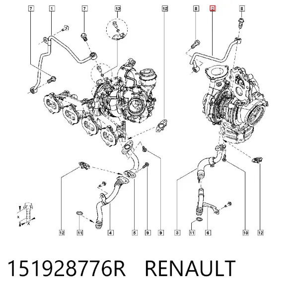 Rurka (przewód) dopływu oleju do turbiny 151928776R Renault (RVI)
