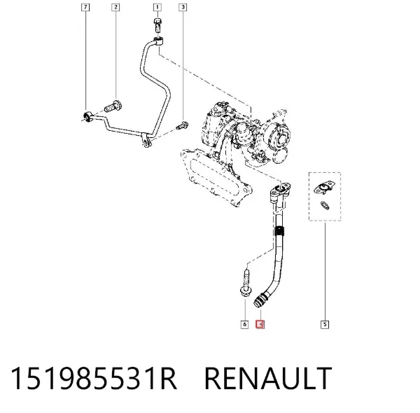 Rurka (przewód) spływu oleju z turbiny 151985531R Renault (RVI)