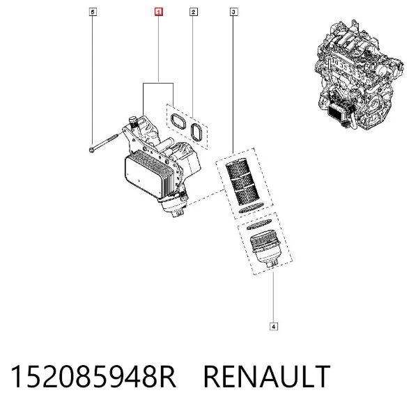 Obudowa filtra oleju 152085948R Renault (RVI)