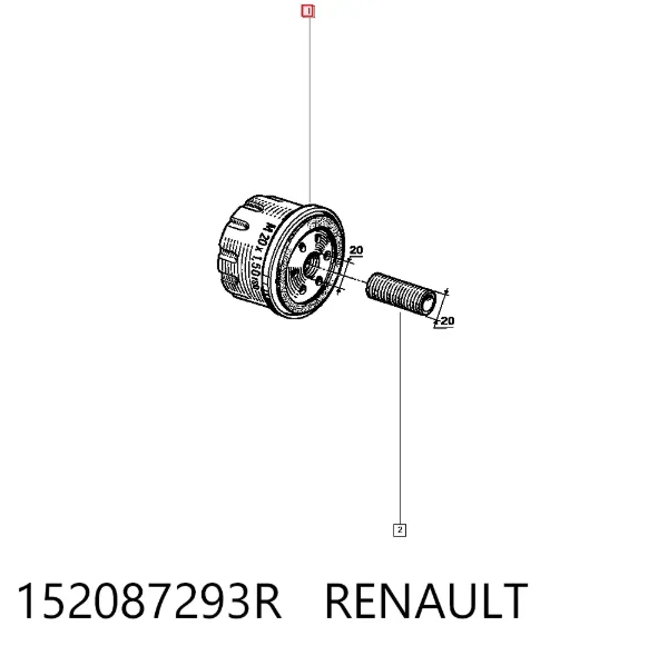 Filtr oleju 152087293R Renault (RVI)