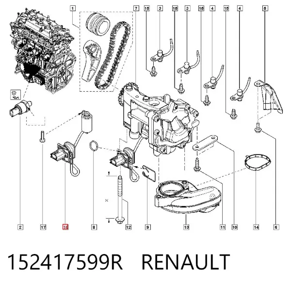 Zawór regulacji ciśnienia oleju 152417599R Renault (RVI)