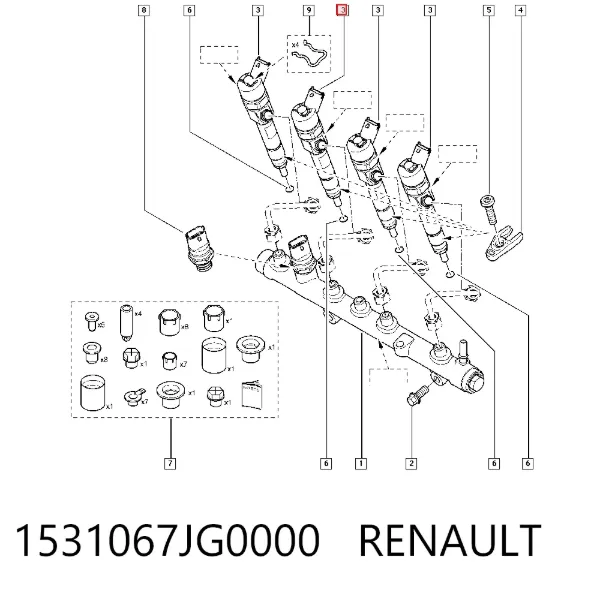 Wtryskiwacz paliwa 1531067JG0000 Renault (RVI)