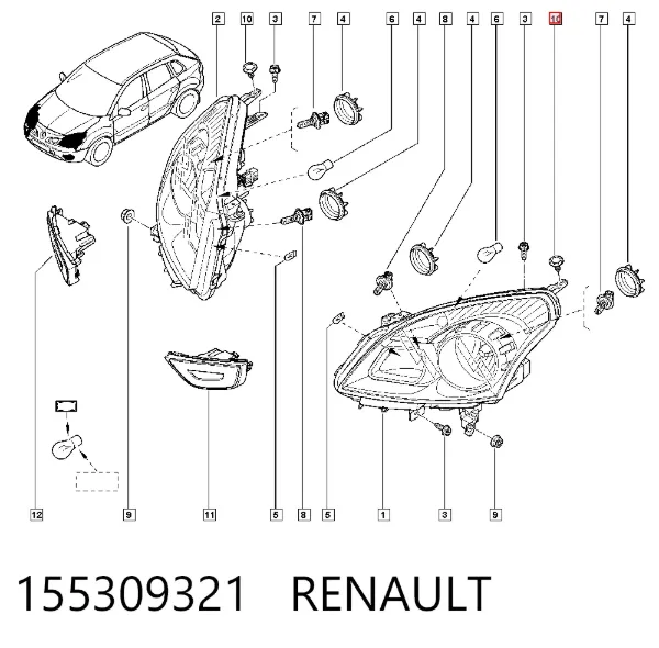 Spinka mocowania nadkola przedniego 155309321 Renault (RVI)