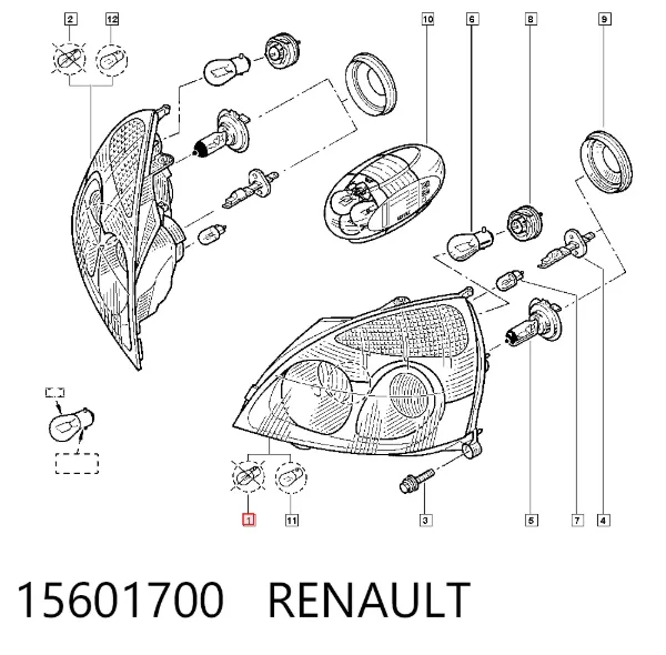 Reflektor lewy 15601700 Renault (RVI)