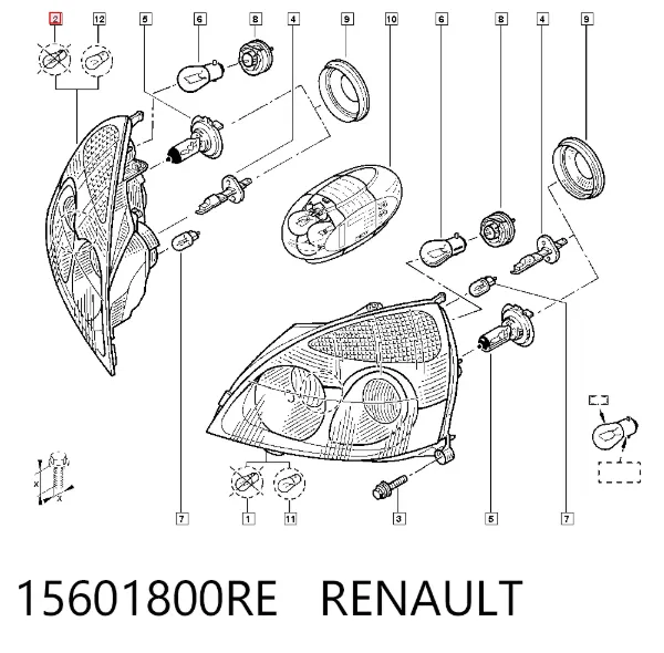 Reflektor prawy 15601800RE Renault (RVI)