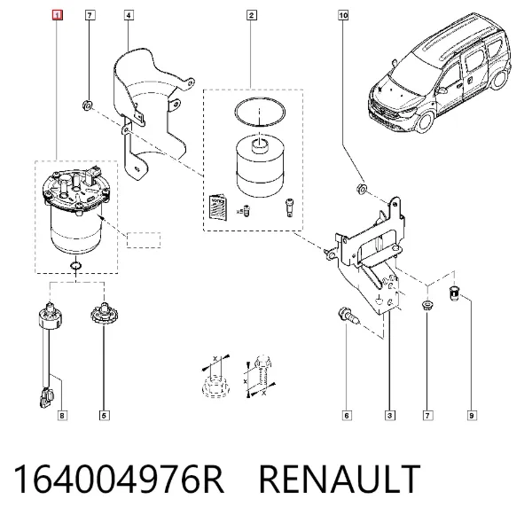 Filtr paliwa 164004976R Renault (RVI)
