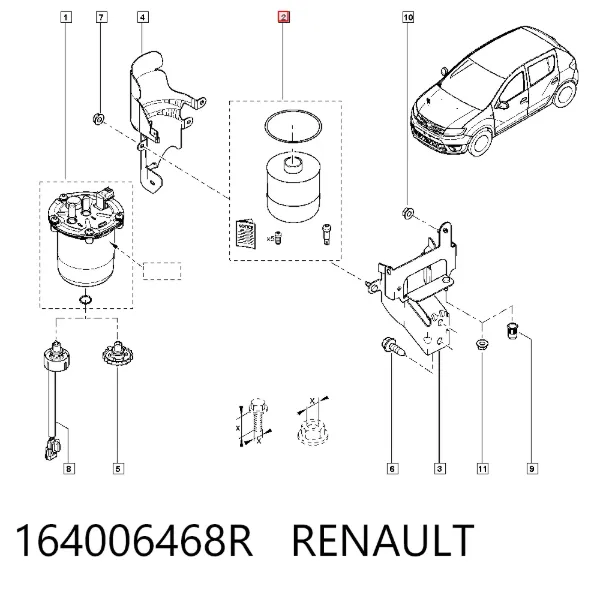 Filtr paliwa 164006468R Renault (RVI)