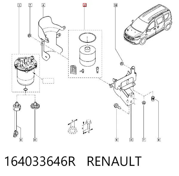 Filtr paliwa 164033646R Renault (RVI)
