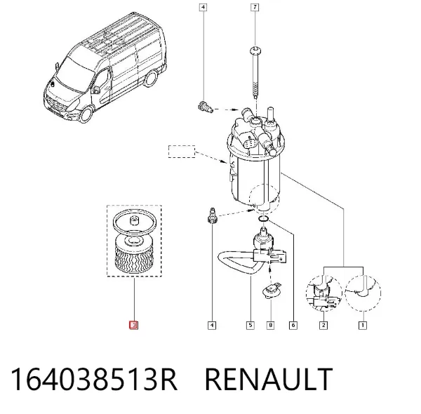 Filtr paliwa 164038513R Renault (RVI)