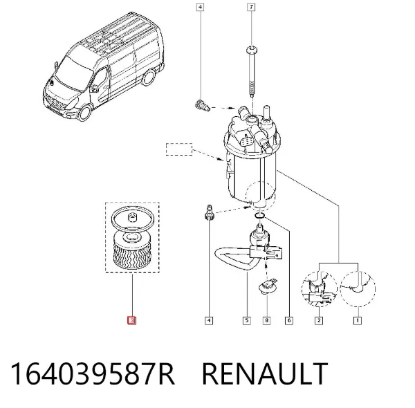 Filtr paliwa 164039587R Renault (RVI)