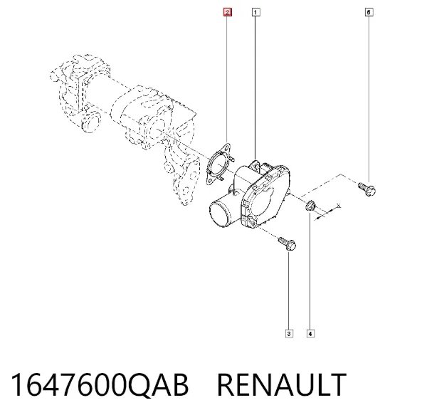 Uszczelka króćca EGR do głowicy cylindrów 1647600QAB Renault (RVI)