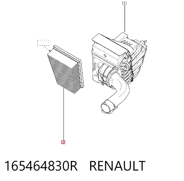 Filtr powietrza 165464830R Renault (RVI)