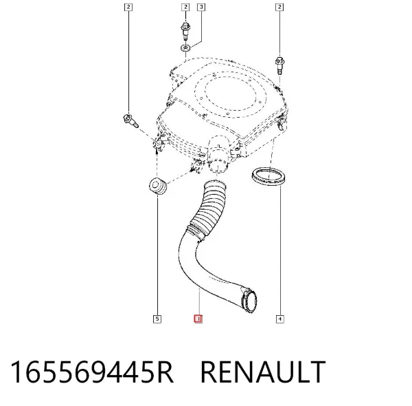 Wlot powietrza do filtra powietrza 165569445R Renault (RVI)