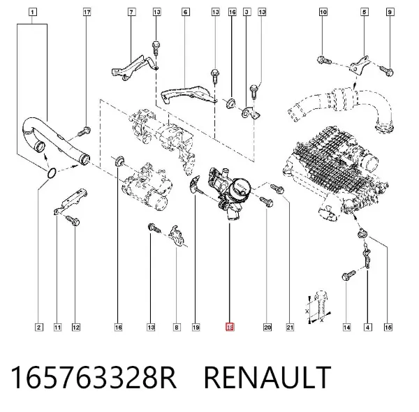Przewód (króciec) intercoolera 165763328R Renault (RVI)