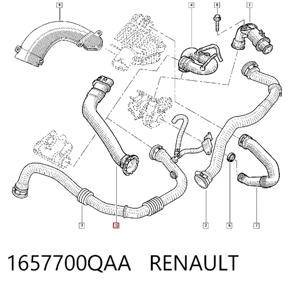 Króciec powietrza, wlot filtra powietrznego 1657700QAA Renault (RVI)
