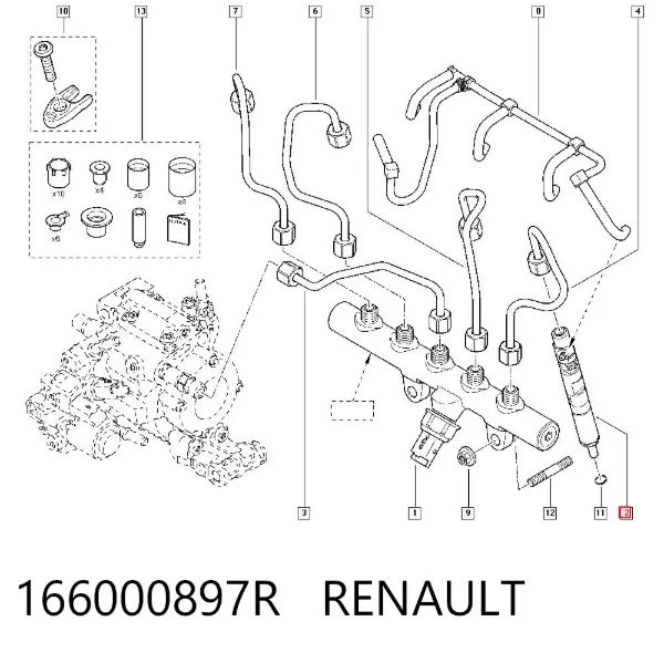 Wtryskiwacz paliwa 166000897R Renault (RVI)