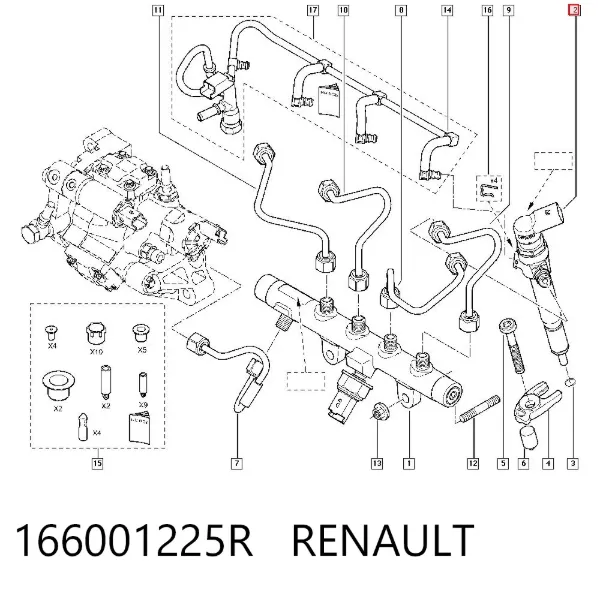 Wtryskiwacz paliwa 166001225R Renault (RVI)