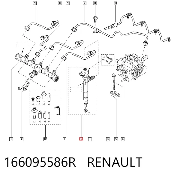 Wtryskiwacz paliwa 166095586R Renault (RVI)
