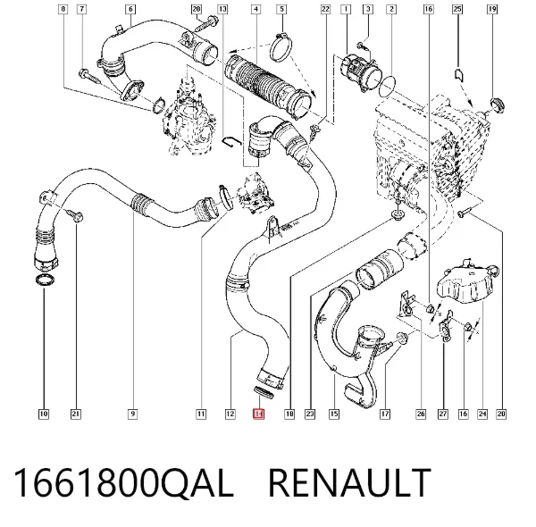 Uszczelka (podkładka) rurki intercoolera 1661800QAL Renault (RVI)