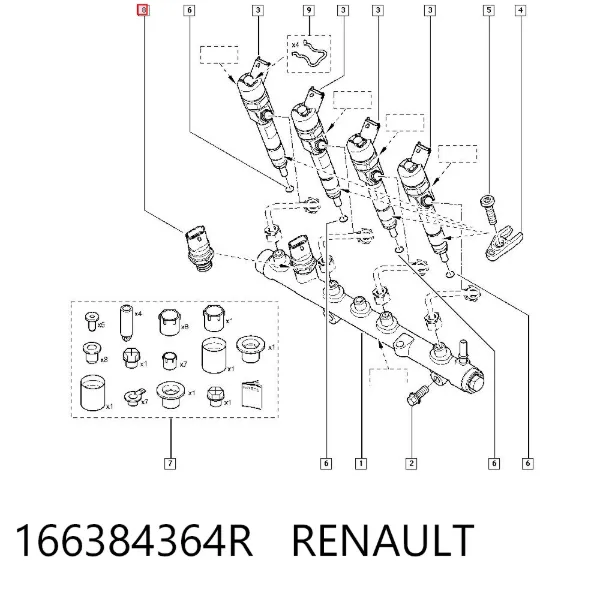 Czujnik ciśnienia paliwa 166384364R Renault (RVI)