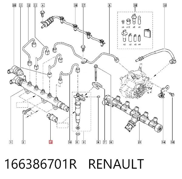 Czujnik ciśnienia paliwa 166386701R Renault (RVI)