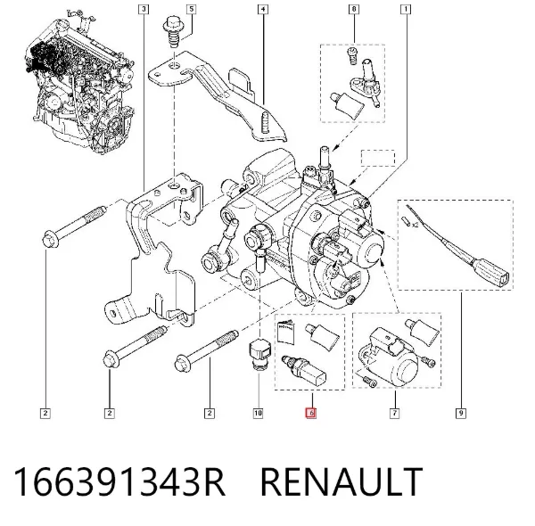 Czujnik temperatury płynu chłodzącego 166391343R Renault (RVI)
