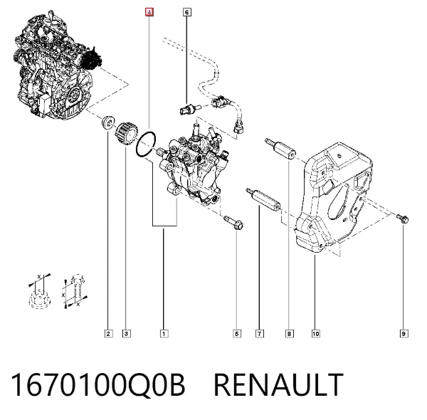 Uszczelka pompy wtryskowej 1670100Q0B Renault (RVI)