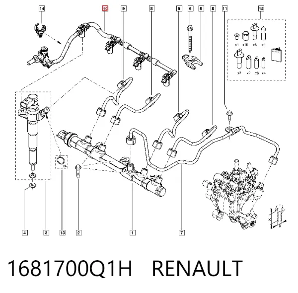 Rurka paliwa, zwrotna od wtryskiwaczy 1681700Q1H Renault (RVI)