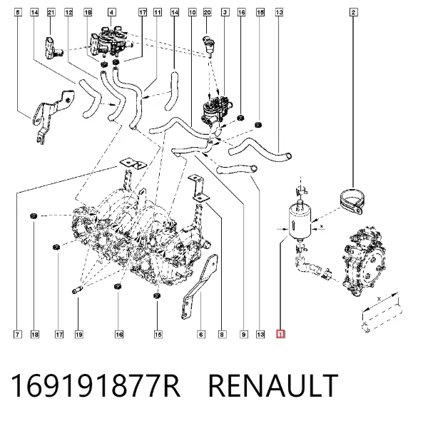 Filtr paliwa 169191877R Renault (RVI)