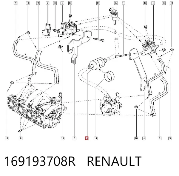 Filtr paliwa 169193708R Renault (RVI)
